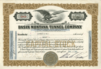 Basin Montana Tunnel Co. - Stock Certificate